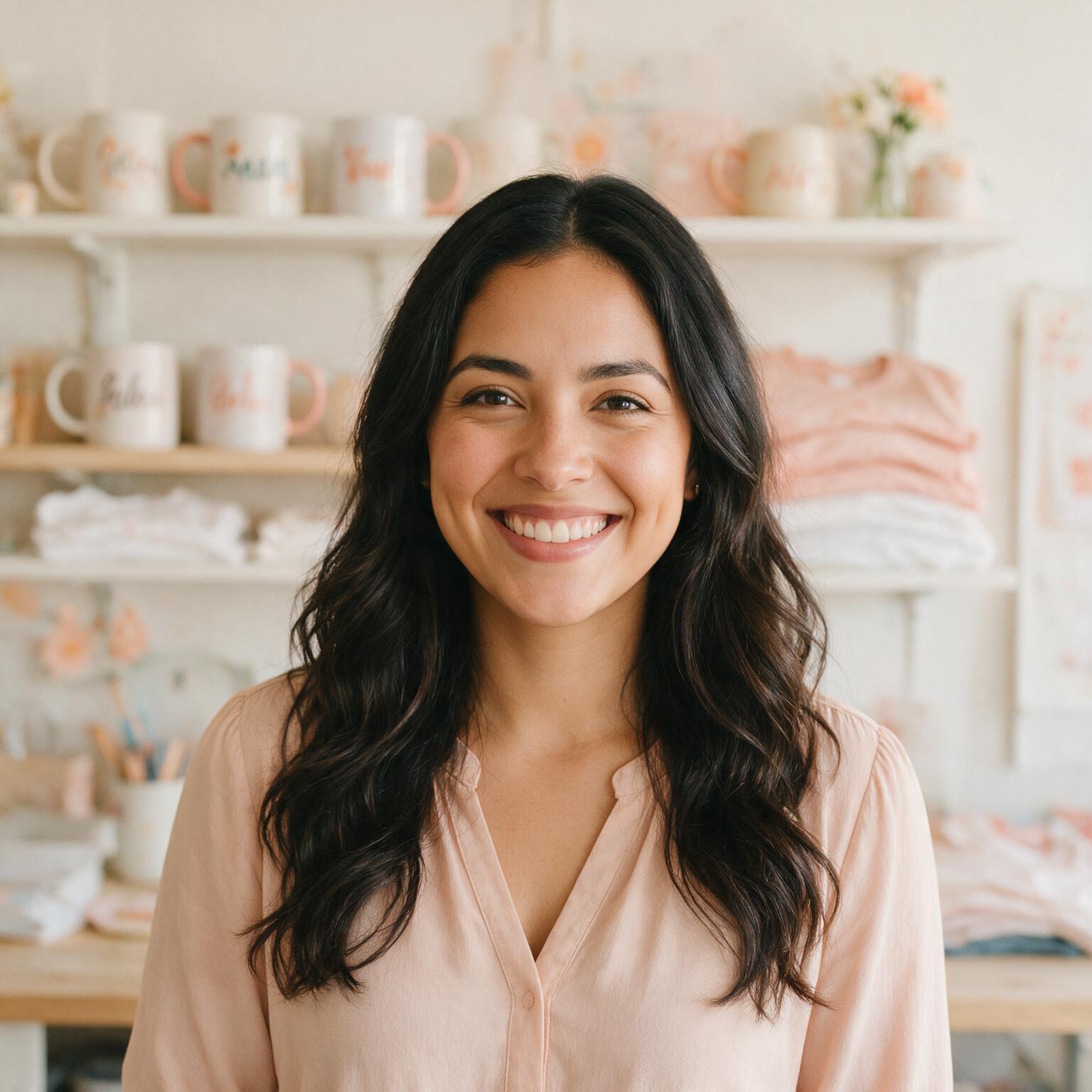 Saraí, instructora y fundadora de Creaciones Saraí, Academia de Sublimación y Estampados